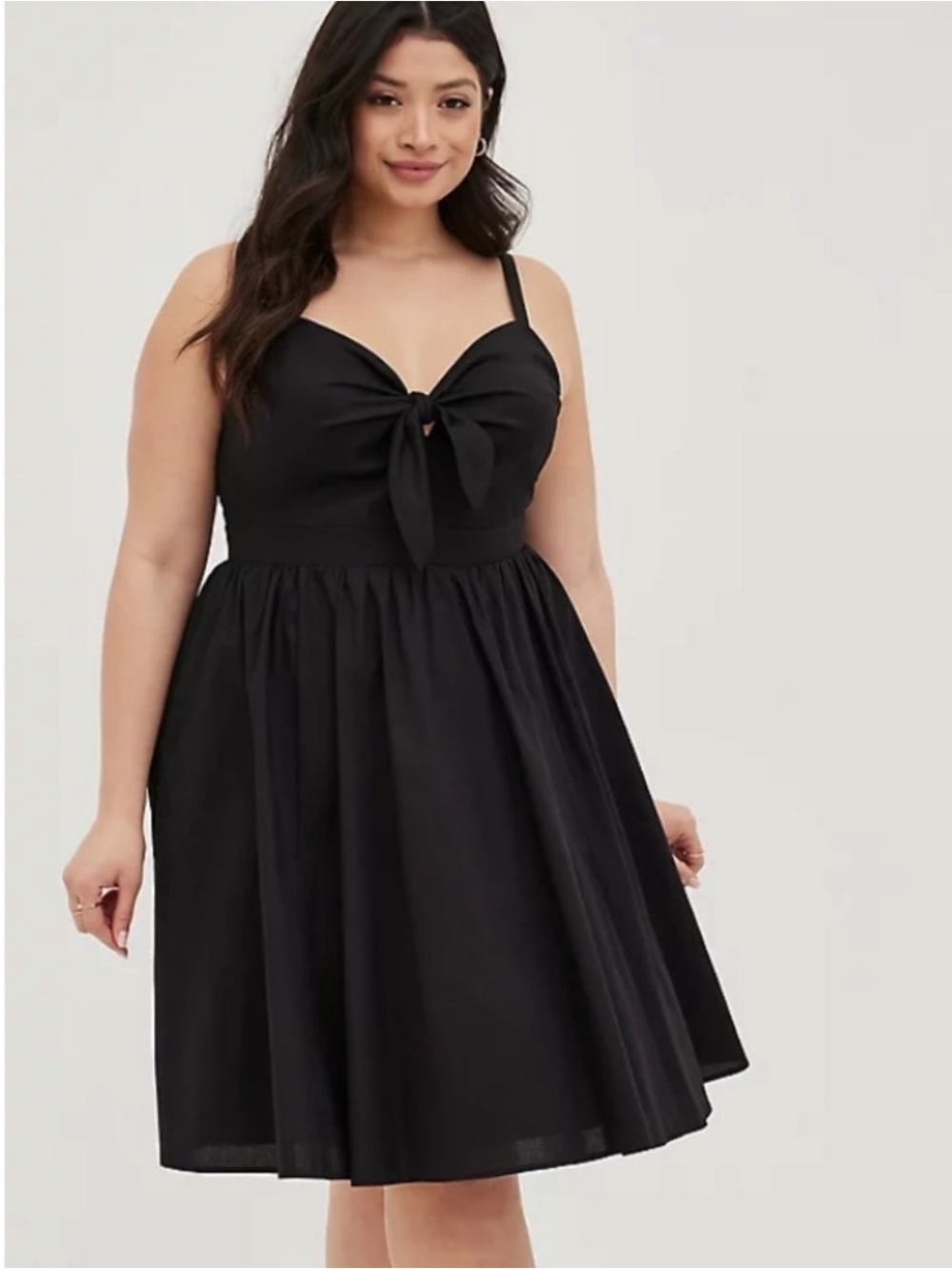 NWT Torrid 1X Black Poplin Tie Front Skater Dress